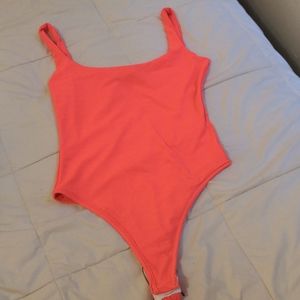 Naked wardrobe coral pink tank bodysuit new